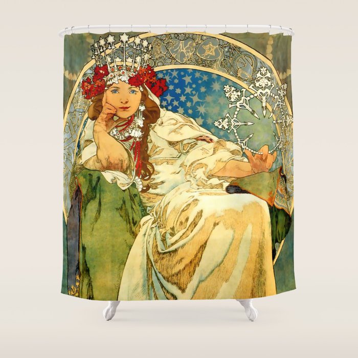 Alphonse Mucha  "Princess Hyacinth" Shower Curtain