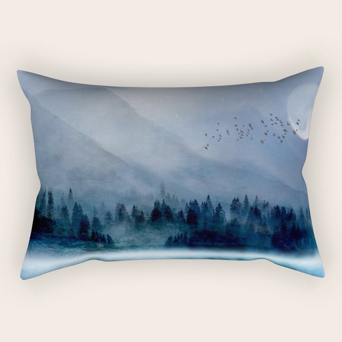 Mountainscape Under The Moonlight Rectangular Pillow