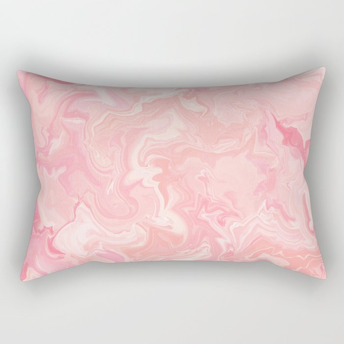 Blush Pink Abstract Watercolor Marble Pattern Rectangular Pillow