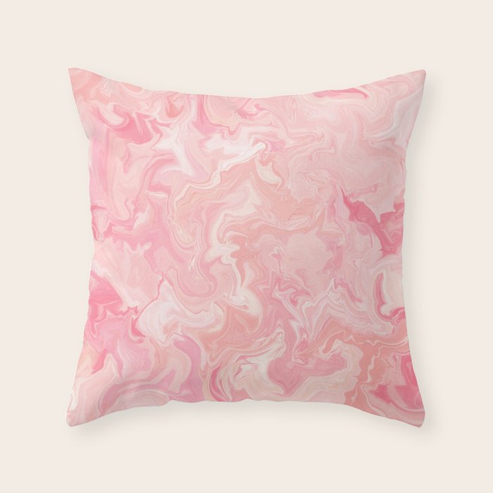 Blush Pink Abstract Watercolor Marble Pattern Throw Pillow