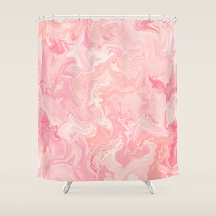 Blush Pink Abstract Watercolor Marble Pattern Shower Curtain