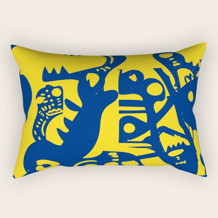 Blue Sweet Monsters In The Sun Street Art Graffiti Design Rectangular Pillow