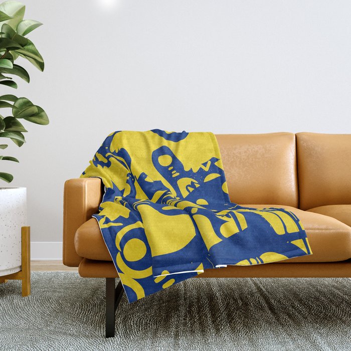Blue Sweet Monsters In The Sun Street Art Graffiti Design Throw Blanket