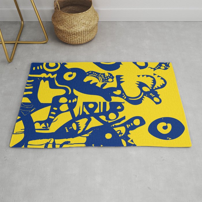 Blue Sweet Monsters In The Sun Street Art Graffiti Design Rug