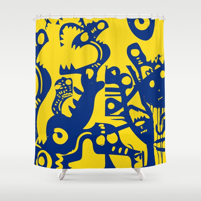 Blue Sweet Monsters In The Sun Street Art Graffiti Design Shower Curtain
