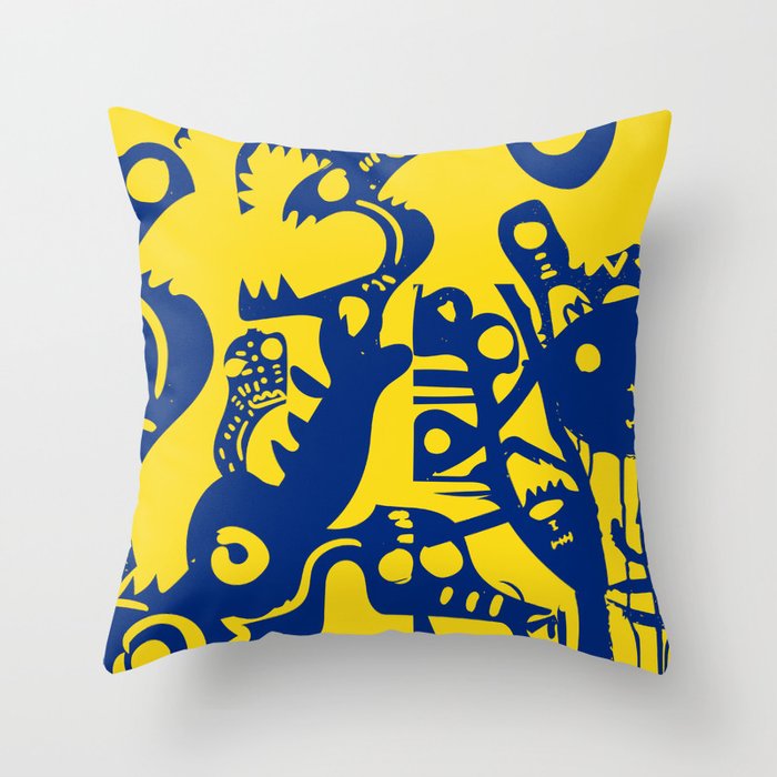 Blue Sweet Monsters In The Sun Street Art Graffiti Design Throw Pillow