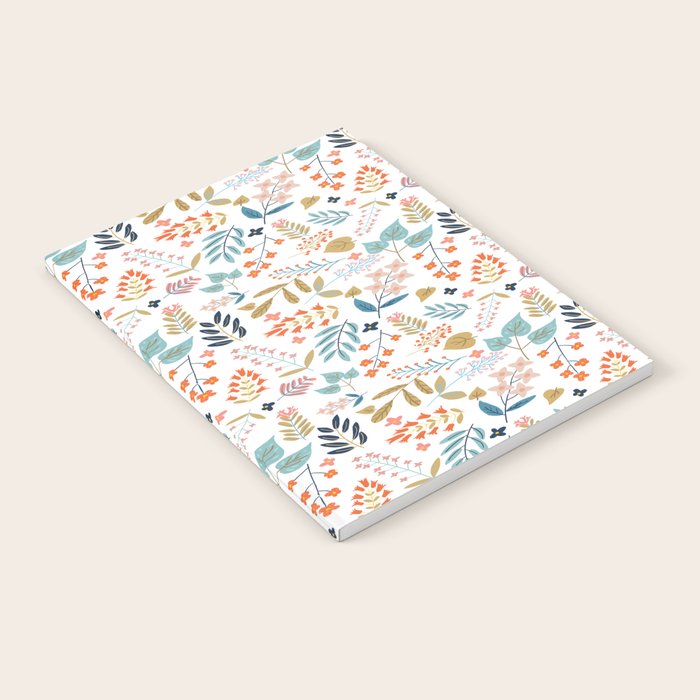 Botanical Harmony | Floral Vintage Plants Colorful Leaves | Autumn Spring Nature Bohemian Chic Notebook