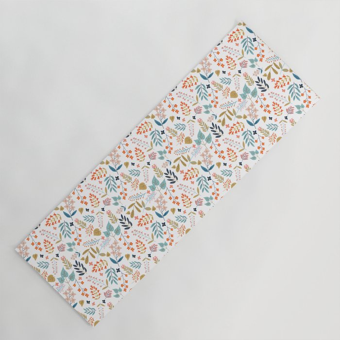 Botanical Harmony | Floral Vintage Plants Colorful Leaves | Autumn Spring Nature Bohemian Chic Yoga Mat
