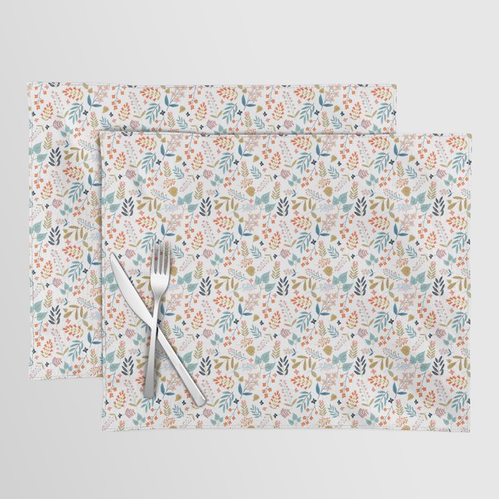 Botanical Harmony | Floral Vintage Plants Colorful Leaves | Autumn Spring Nature Bohemian Chic Placemat