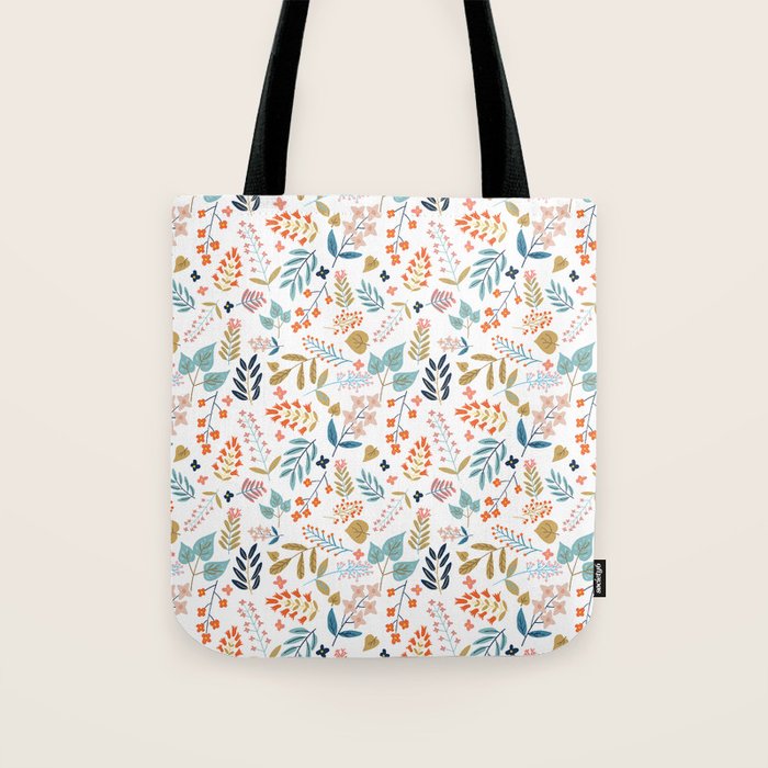Botanical Harmony | Floral Vintage Plants Colorful Leaves | Autumn Spring Nature Bohemian Chic Tote Bag