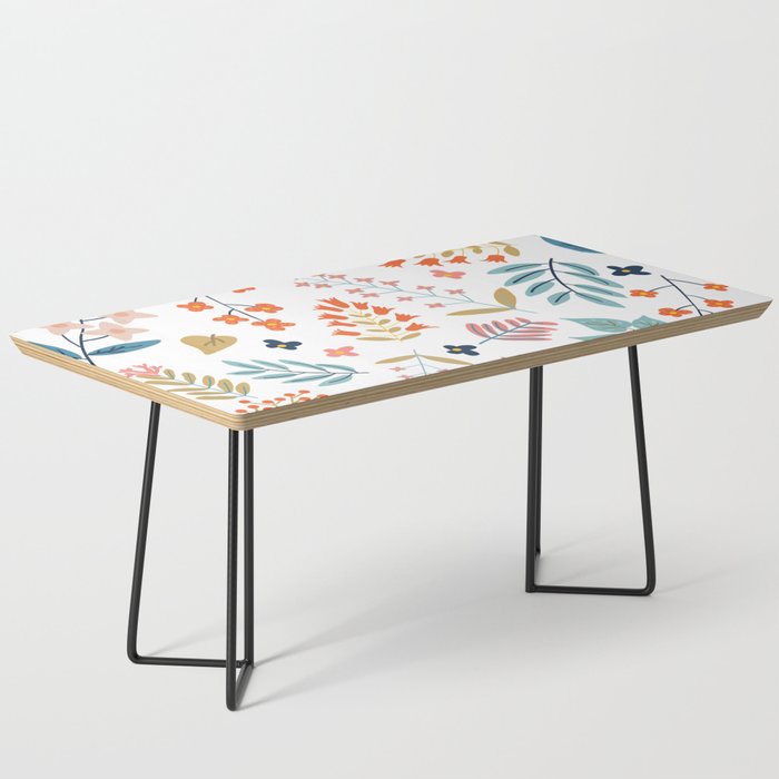 Botanical Harmony | Floral Vintage Plants Colorful Leaves | Autumn Spring Nature Bohemian Chic Coffee Table