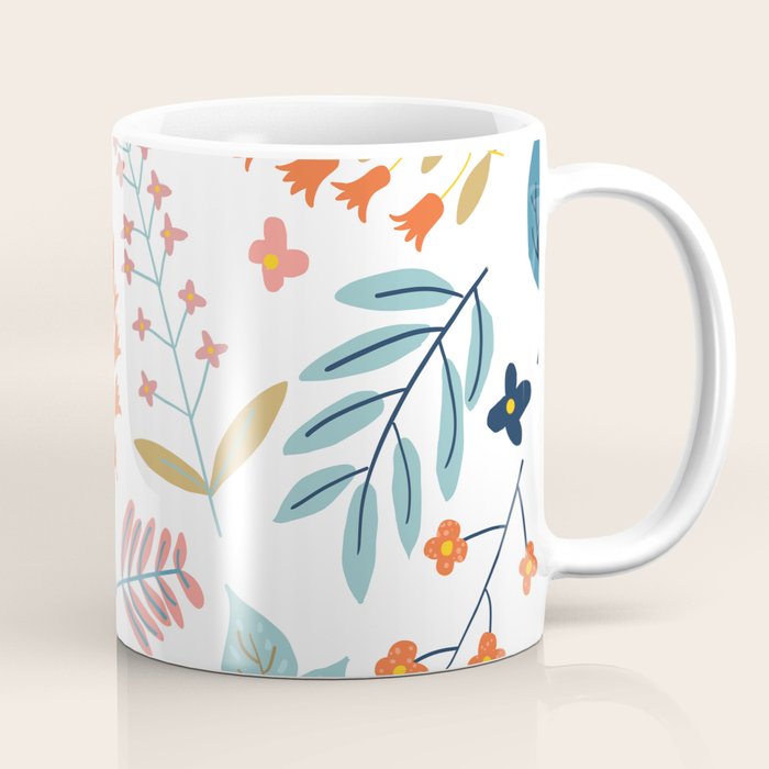 Botanical Harmony | Floral Vintage Plants Colorful Leaves | Autumn Spring Nature Bohemian Chic Coffee Mug
