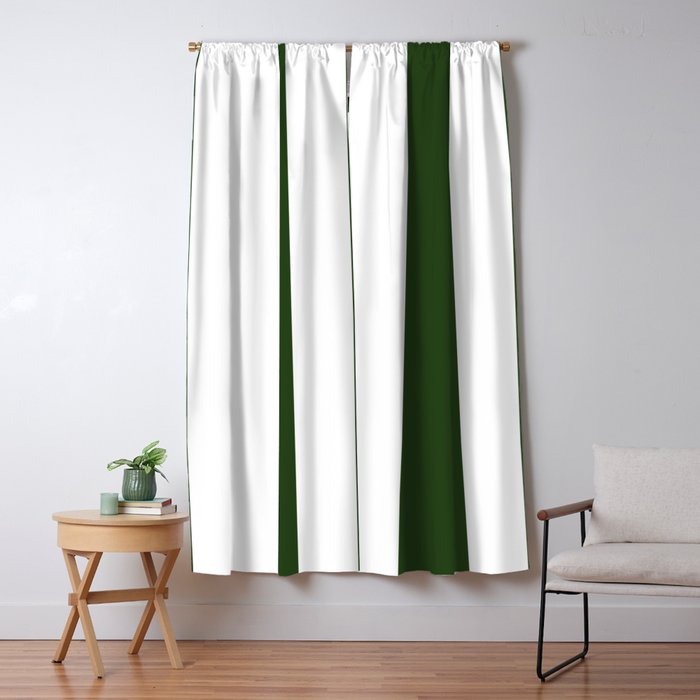 Large Dark Forest Green And White Circus Tent Stripes Window Curtain