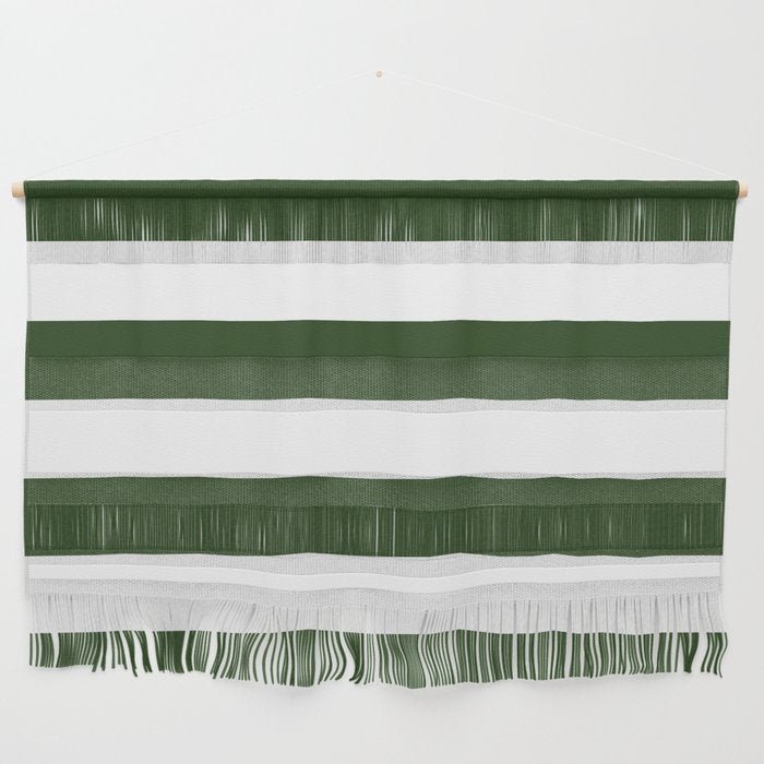 Large Dark Forest Green And White Cabana Tent Stripes Wall Hanging