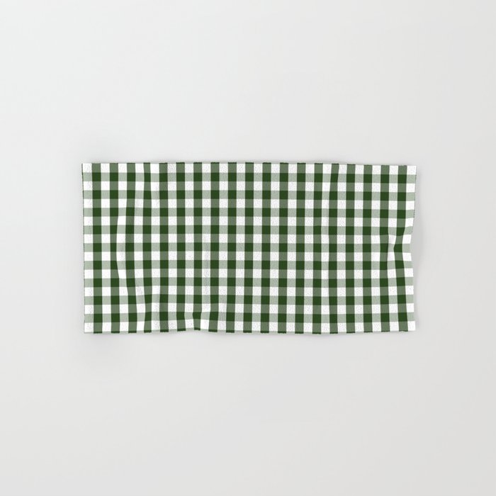 Dark Forest Green And White Gingham Check Bath Towel