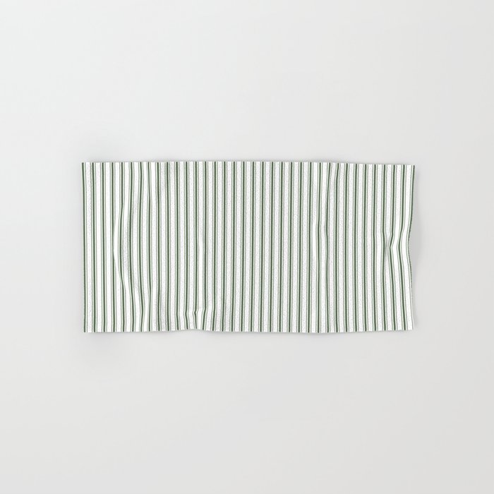 Small Dark Forest Green And White Mattress Ticking Stripes Bath Towel