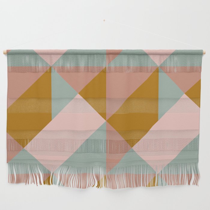 Retro Geometric Triangles In Earthy Pastels Wall Hanging