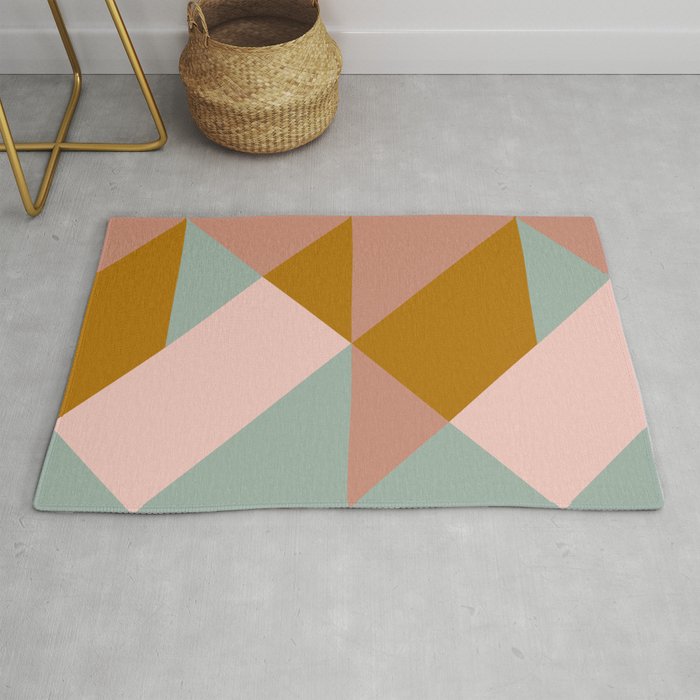 Retro Geometric Triangles In Earthy Pastels Rug