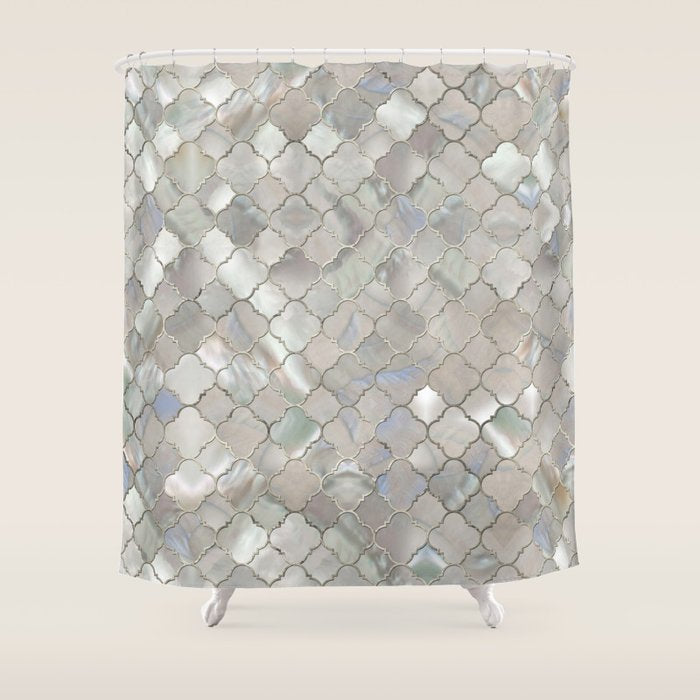 Quatrefoil Moroccan Pattern Mother Of Pearl Shower Curtain