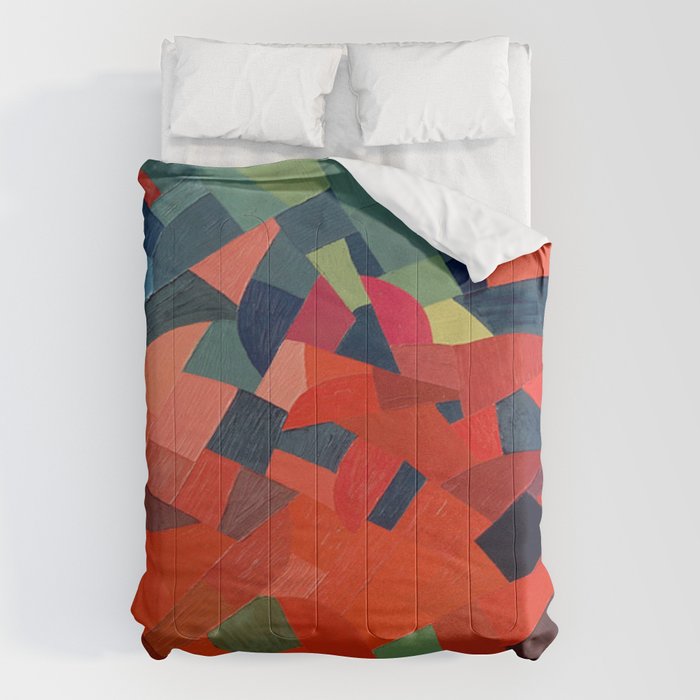 GrüN-Rot Otto Freundlich 1939 Abstract Art Mid Century Modern Geometric Colorful Shapes Hard Edge Comforter