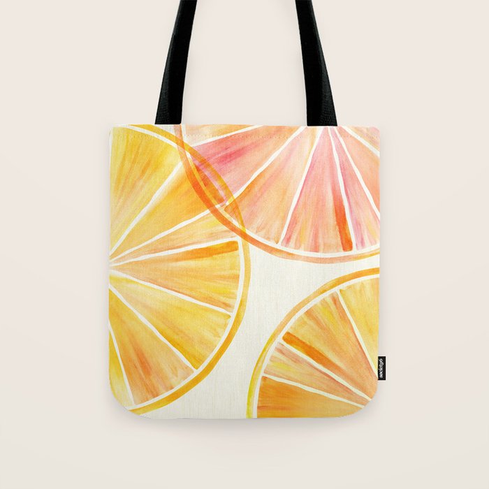 Sunny Citrus Watercolor Illustration Tote Bag