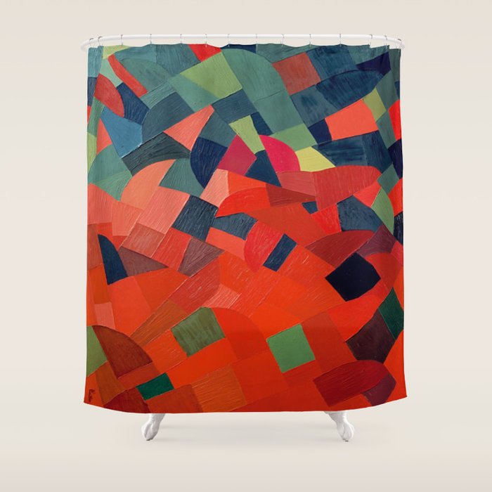 GrüN-Rot Otto Freundlich 1939 Abstract Art Mid Century Modern Geometric Colorful Shapes Hard Edge Shower Curtain