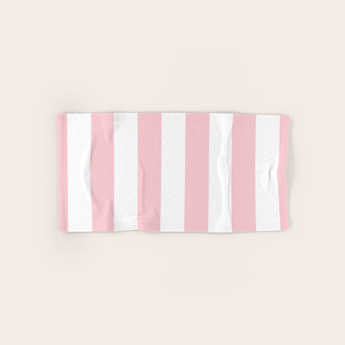Large White And Light Millennial Pink Pastel Circus Tent Stripe Bath Towel