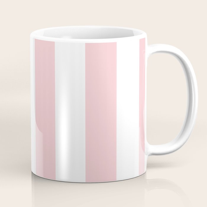 Large White And Light Millennial Pink Pastel Circus Tent Stripe Coffee Mug