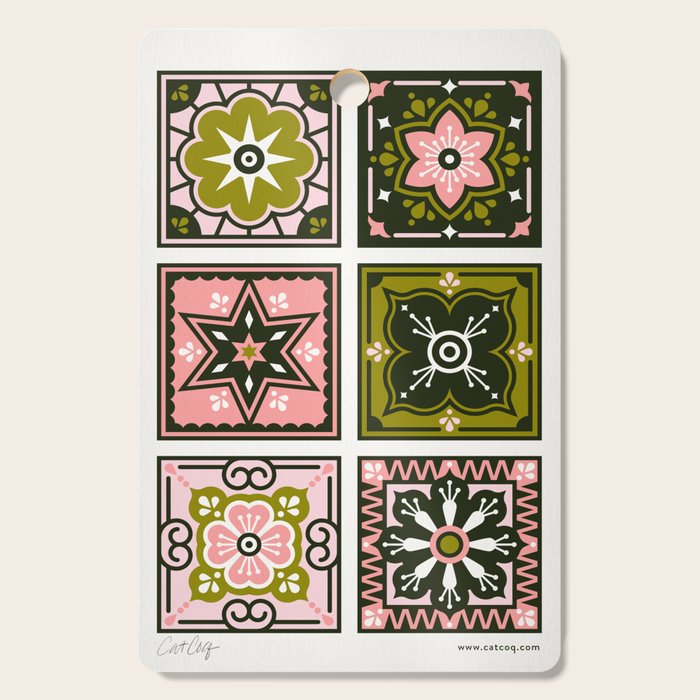 Talavera Mexican Tile - Blush & Sage Palette Cutting Board