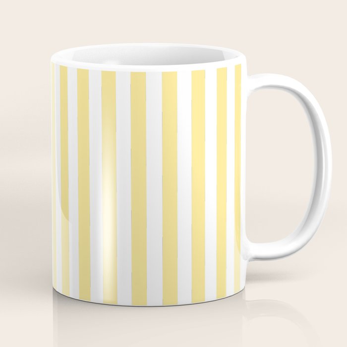 Modern Geometrical Baby Yellow White Stripes Pattern Coffee Mug