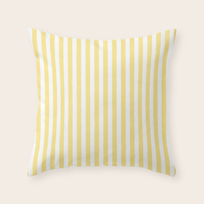 Modern Geometrical Baby Yellow White Stripes Pattern Throw Pillow
