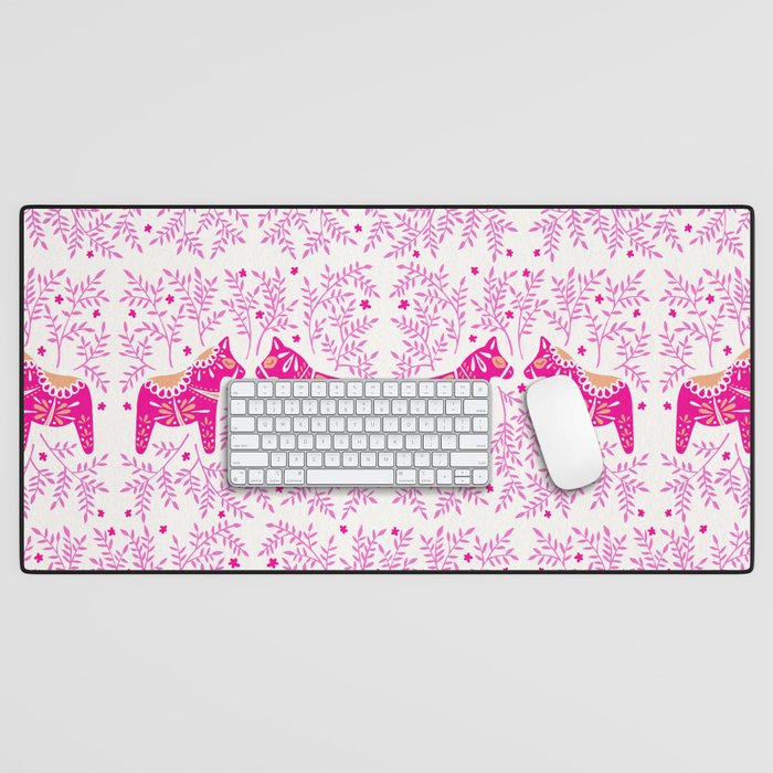 Swedish Dala Horses - Pink Palette Desk Mat