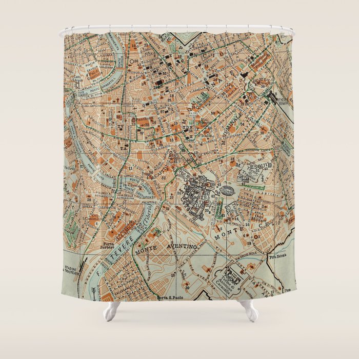 Vintage Map Of Rome Italy (1911) Shower Curtain