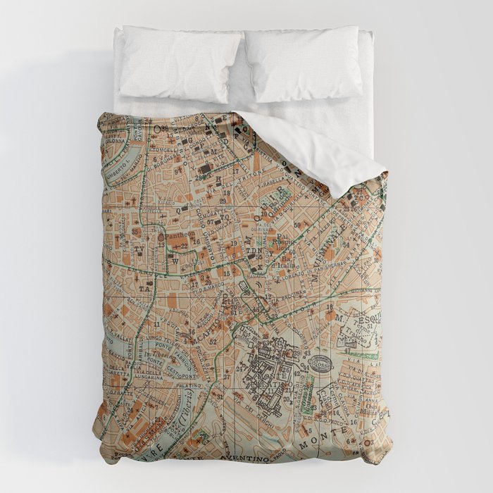 Vintage Map Of Rome Italy (1911) Comforter