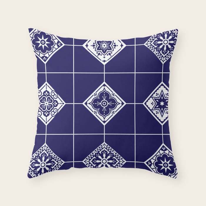 Talavera Mexican Tile - Porcelain Palette Throw Pillow