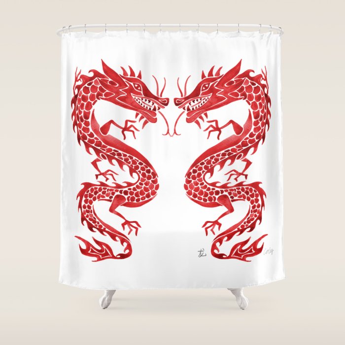 Chinese Dragon - Crimson Palette Shower Curtain