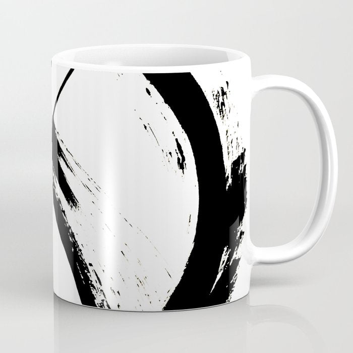 Brushstroke [7]: A Minimal, Abstract Piece In Black And White Coffee Mug