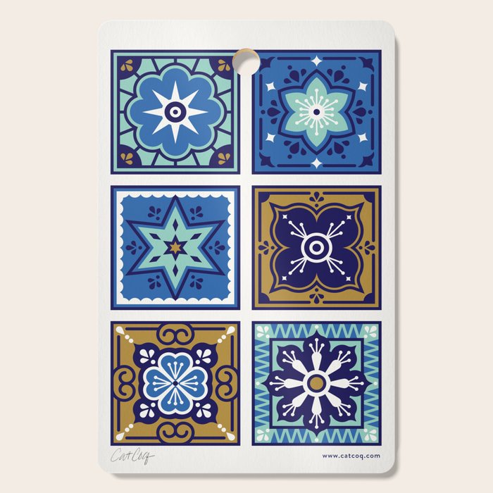 Talavera Mexican Tile - Navy & Bronze Palette Cutting Board