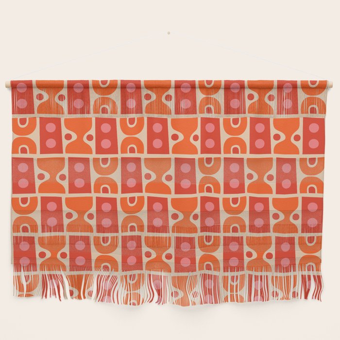 Mid Century Modern Abstract Pattern 721 Mid Mod Orange & Red Wall Hanging