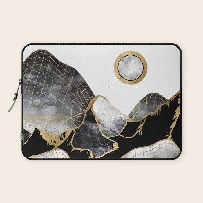 Minimal Black And Gold Mountains Laptop Sleeve