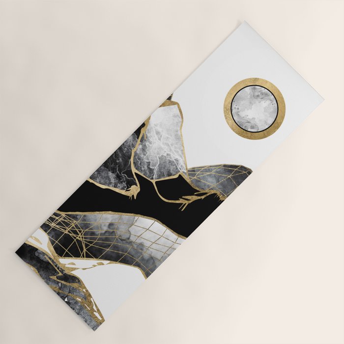 Minimal Black And Gold Mountains Yoga Mat