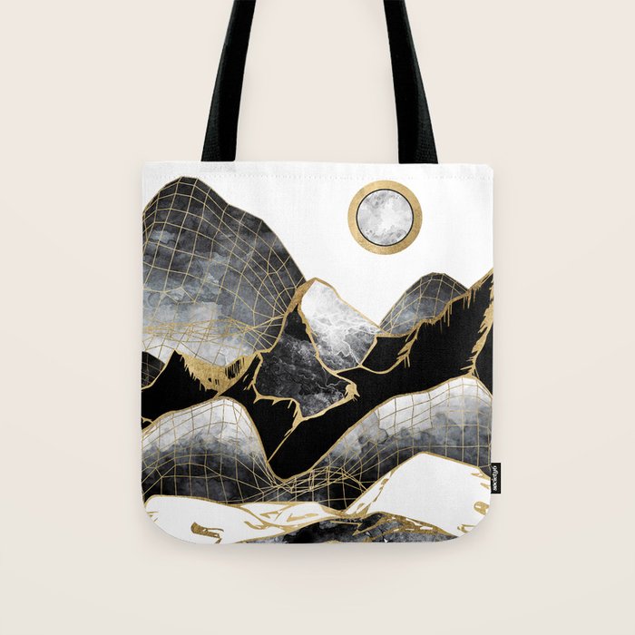 Minimal Black And Gold Mountains Tote Bag