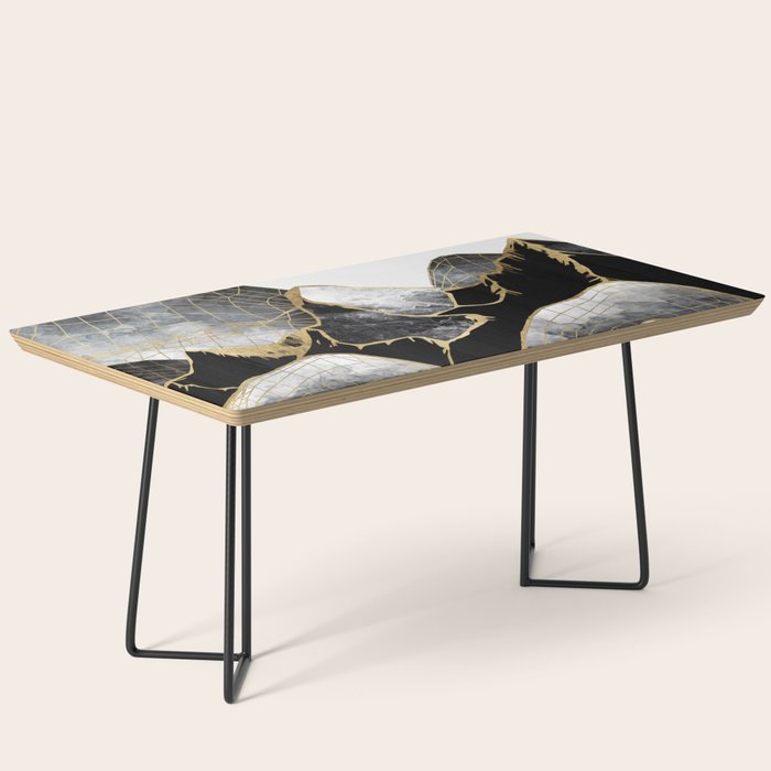 Minimal Black And Gold Mountains Coffee Table