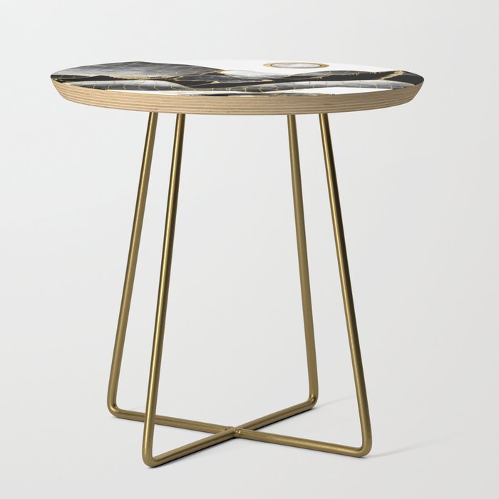 Minimal Black And Gold Mountains Side Table