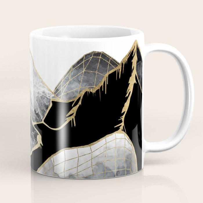 Minimal Black And Gold Mountains Coffee Mug