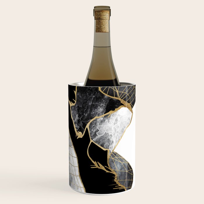 Minimal Black And Gold Mountains Wine Chiller