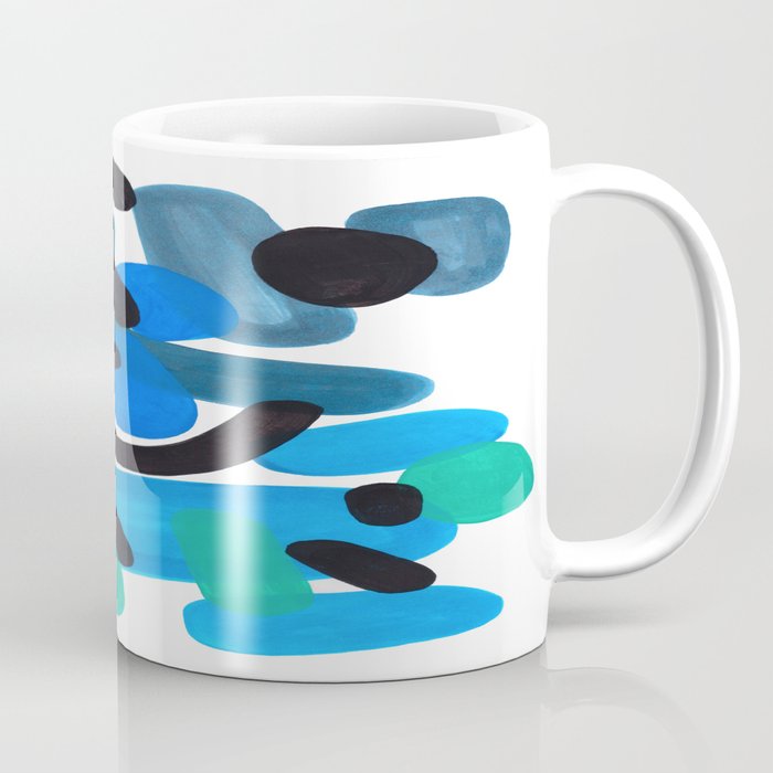 Abstract Minimalist Mid Century Modern Colorful Pop Art Retro Funky Shapes Blue Turquoise Coffee Mug