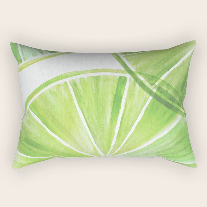 Fresh Lime Citrus Abstract Watercolor Rectangular Pillow