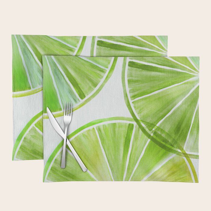 Fresh Lime Citrus Abstract Watercolor Placemat