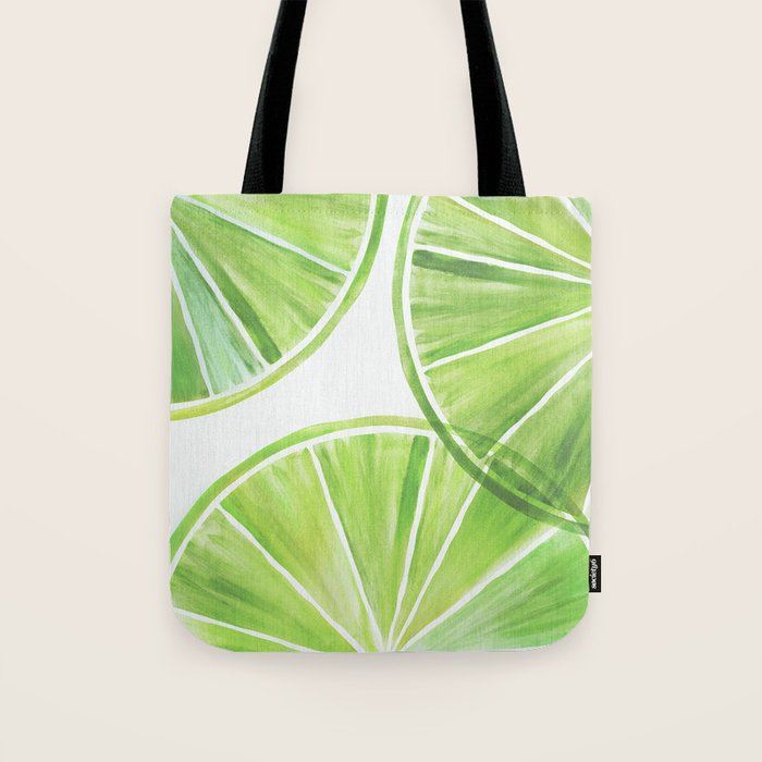 Fresh Lime Citrus Abstract Watercolor Tote Bag